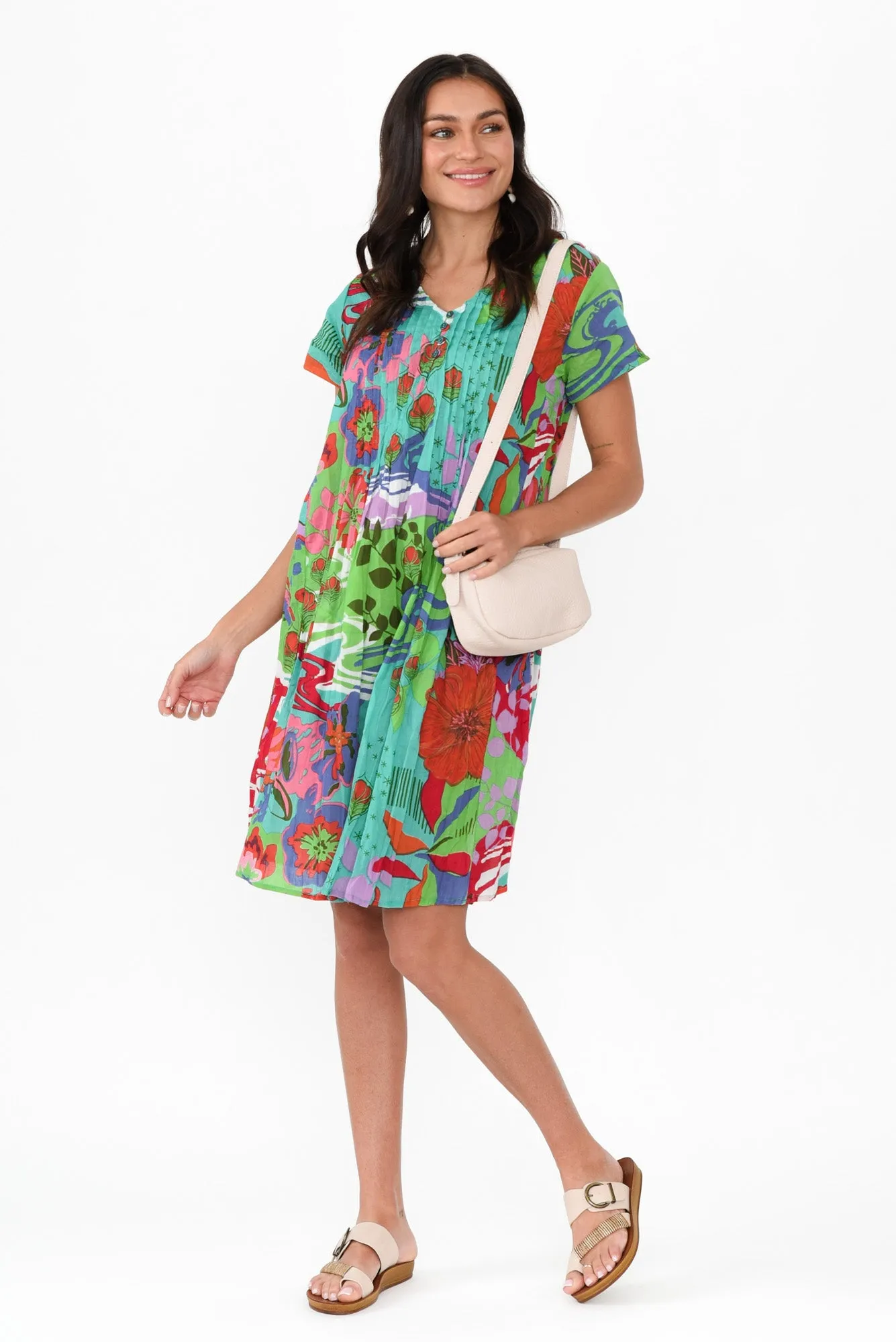 Sabina Green Bloom Crinkle Cotton Dress sold by Blue Bungalow product image thumbnail 2