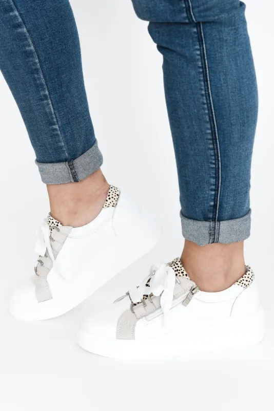 Luxury White Stripe Leather Sneaker sold by Blue Bungalow