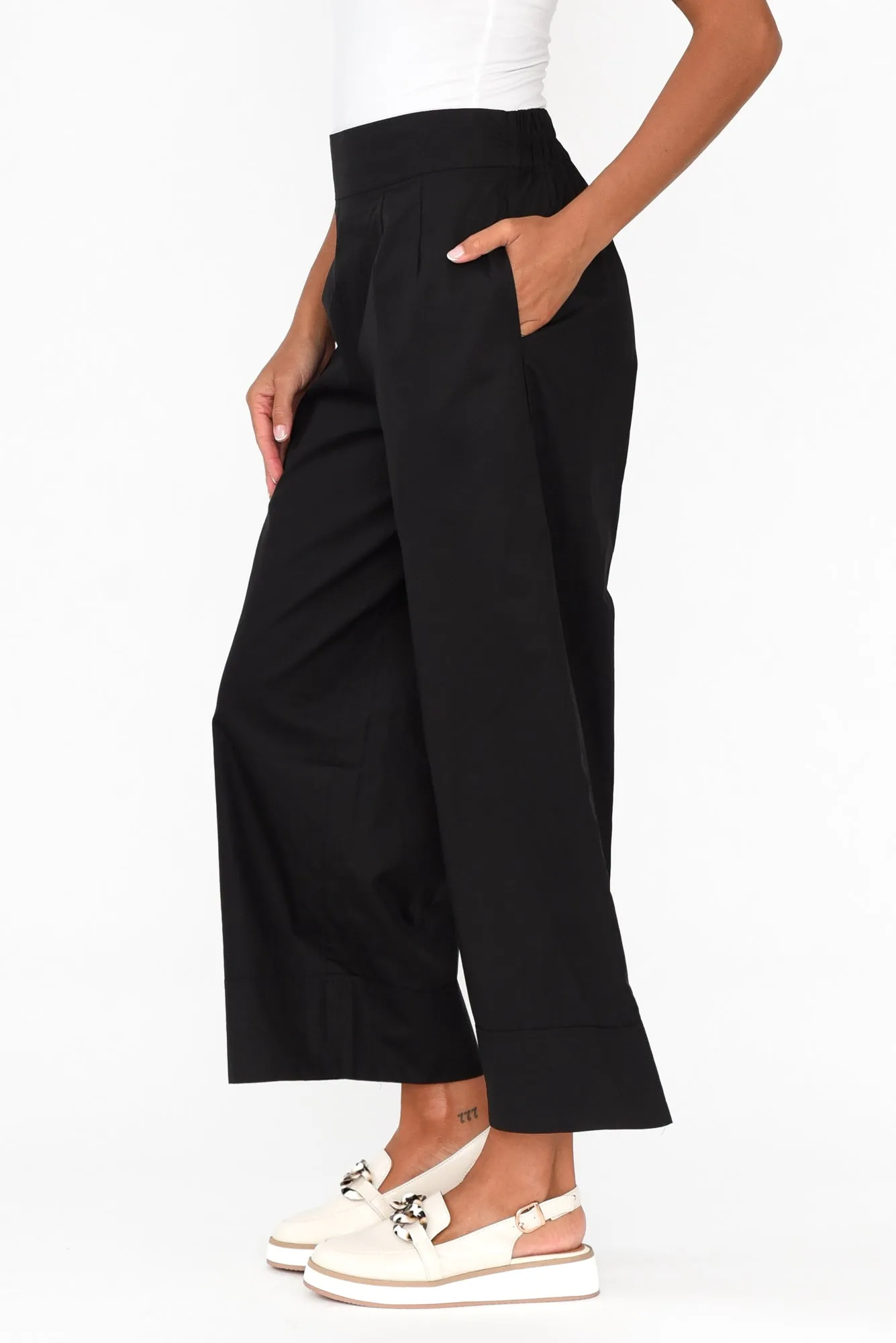 Bradie Black Cotton Wide Leg Pants sold by Blue Bungalow product image thumbnail 3