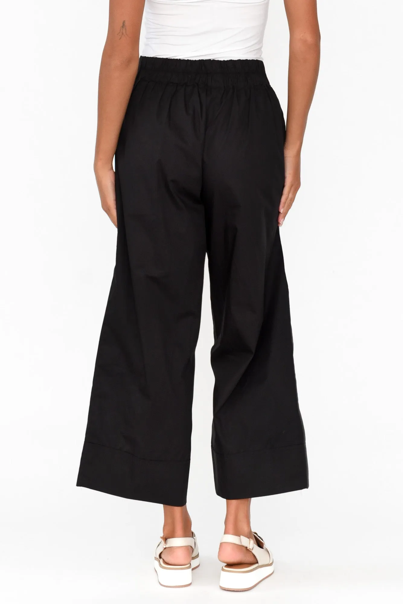 Bradie Black Cotton Wide Leg Pants sold by Blue Bungalow product image thumbnail 4