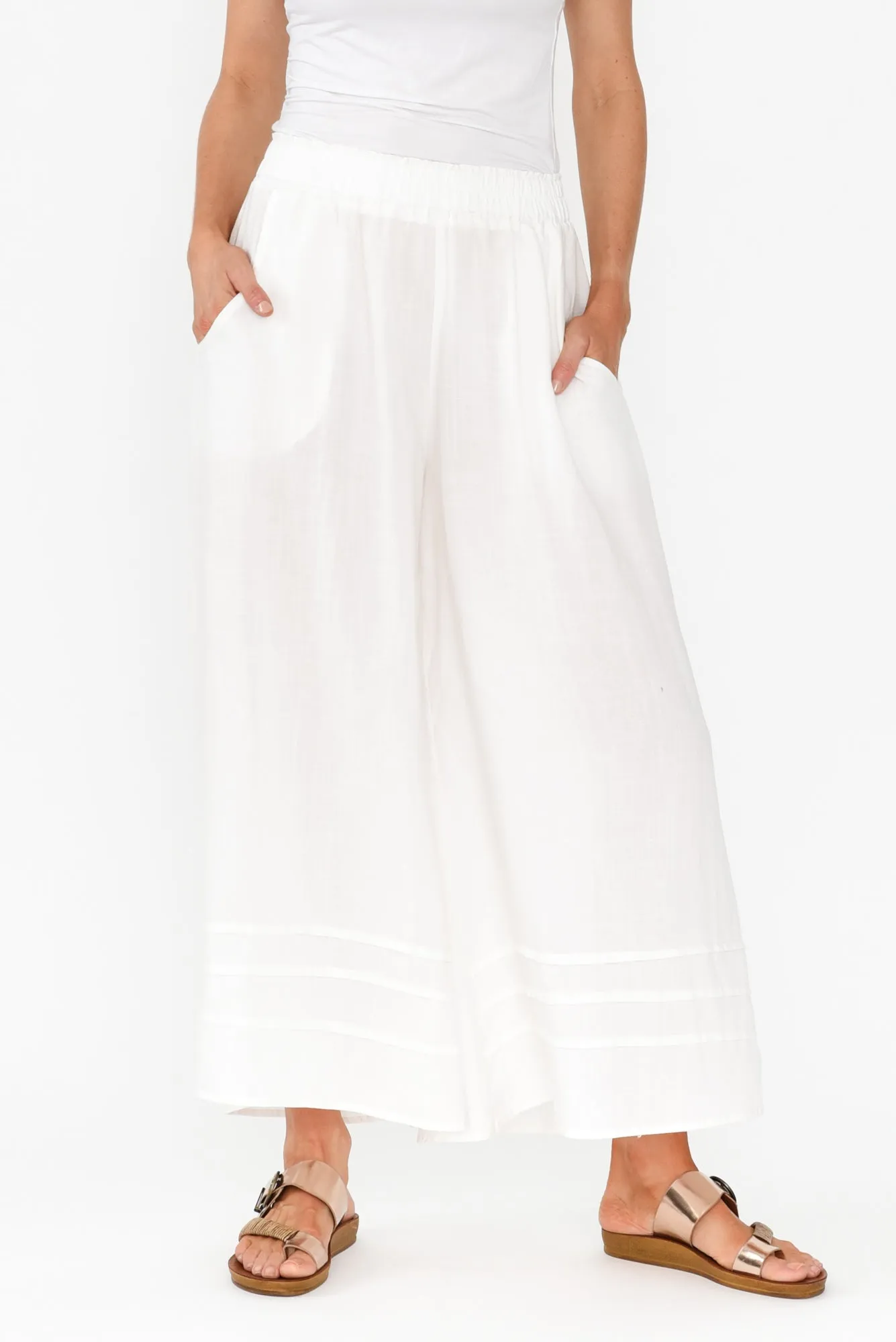 Kaleo White Linen Blend Pants sold by Blue Bungalow