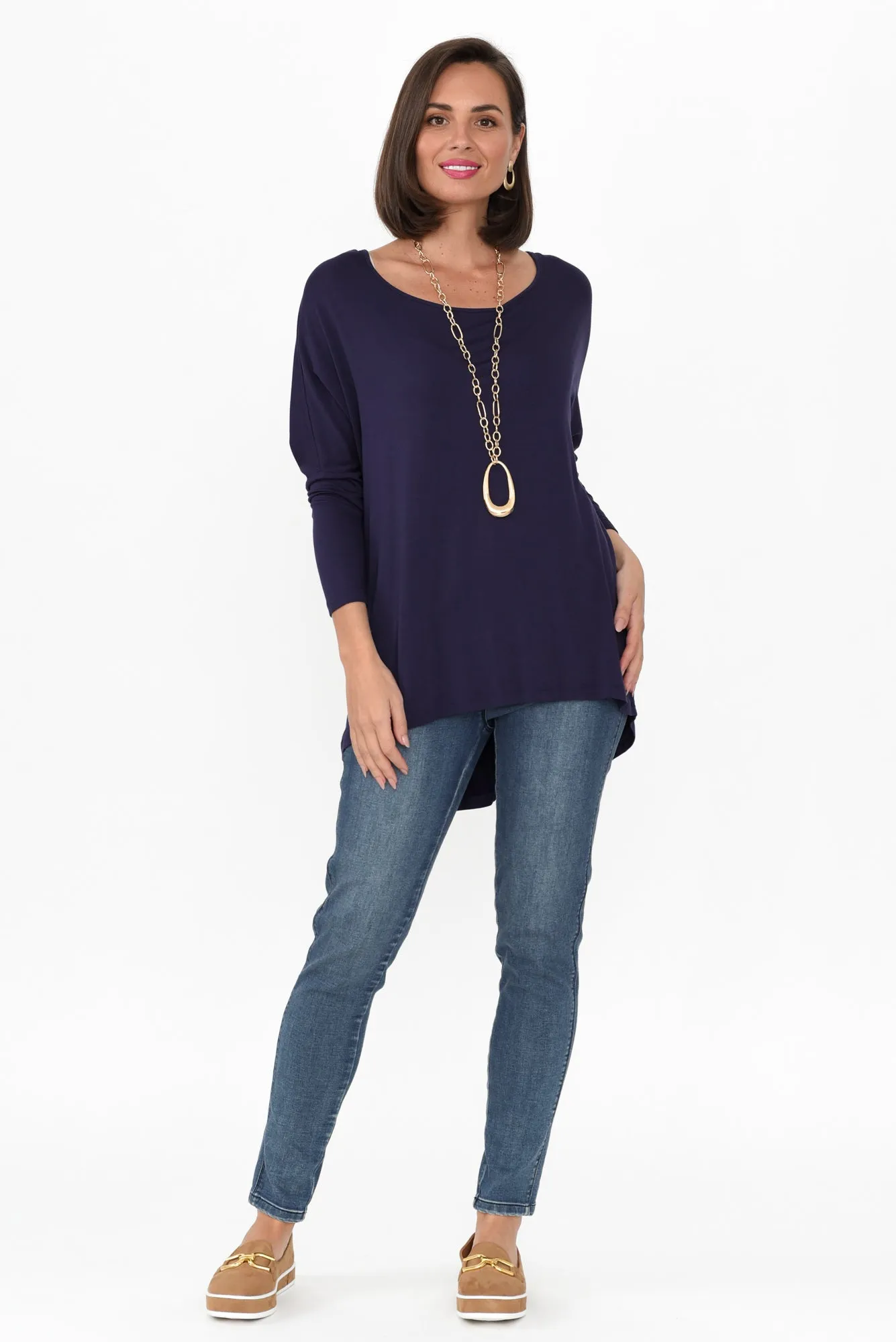 Navy Milan 3/4 Sleeve Top sold by Blue Bungalow product image thumbnail 2