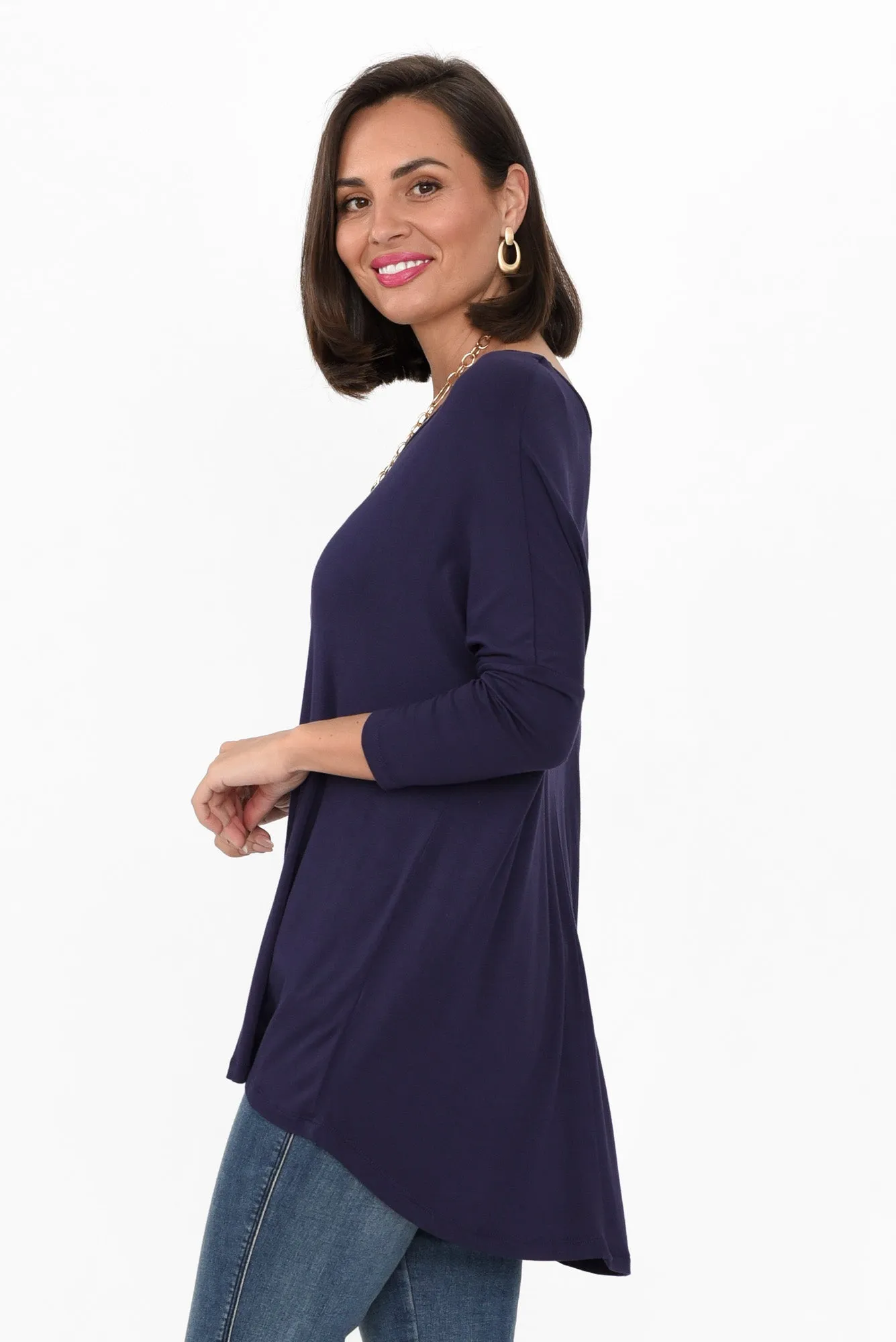 Navy Milan 3/4 Sleeve Top sold by Blue Bungalow product image thumbnail 3