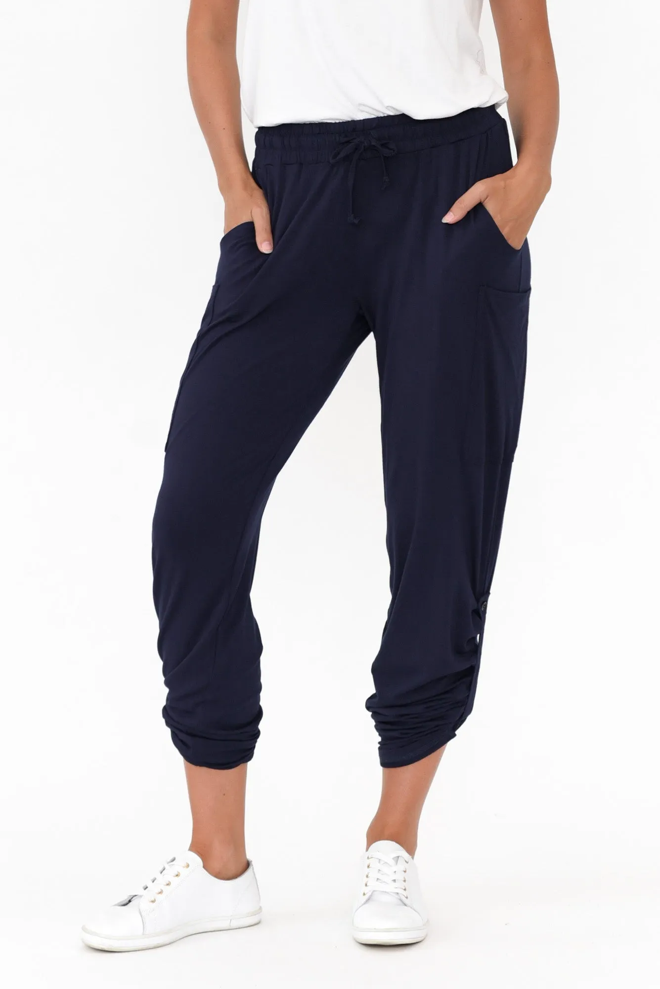 Navy Bamboo Pocket Pants sold by Blue Bungalow