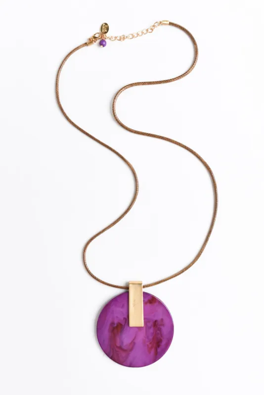 Elowen Magenta Disc Pendant Necklace sold by Blue Bungalow