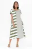 Nunez Khaki Stripe Linen Blend Dress sold by Blue Bungalow