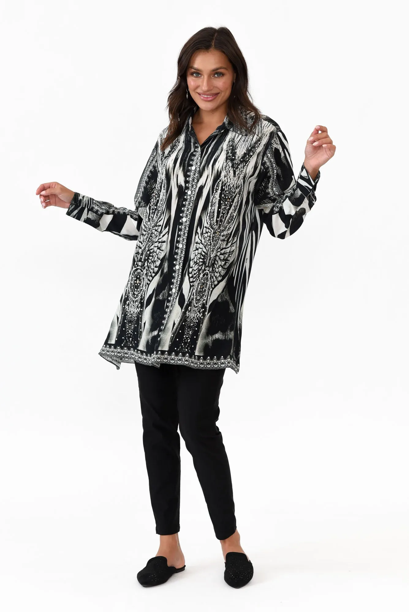Zulu Black Silk Resort Shirt sold by Blue Bungalow product image thumbnail 2