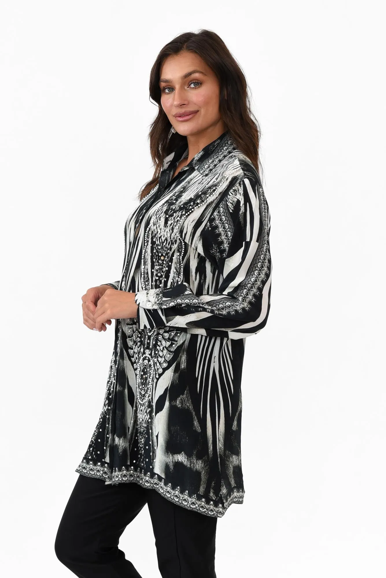 Zulu Black Silk Resort Shirt sold by Blue Bungalow product image thumbnail 3