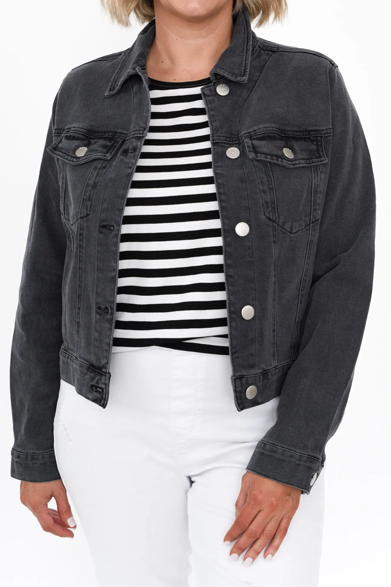 Darcy Washed Black Denim Jacket sold by Blue Bungalow product image thumbnail 5