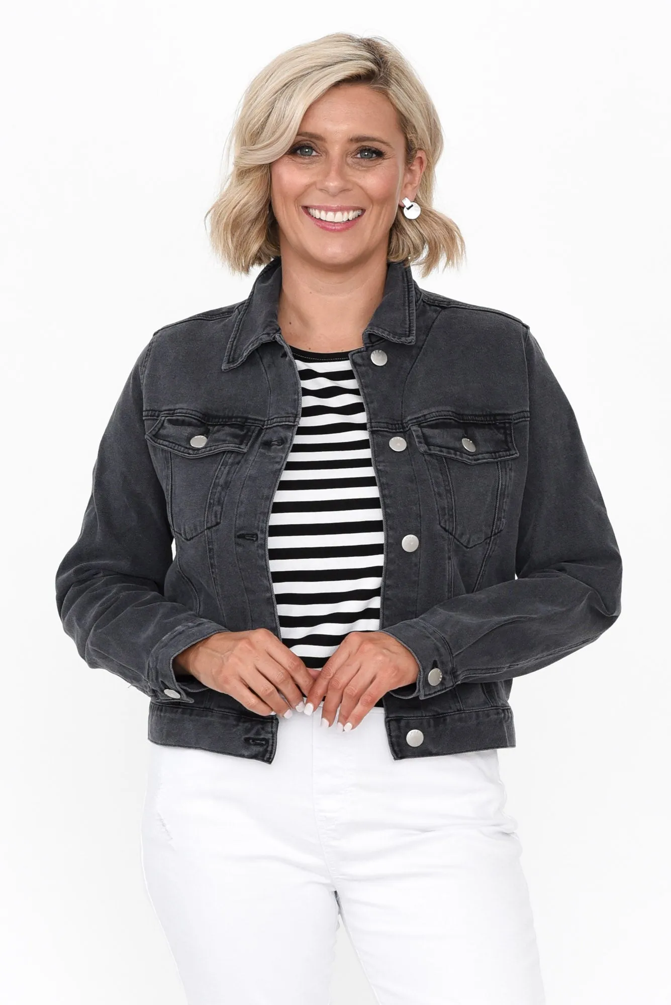Darcy Washed Black Denim Jacket sold by Blue Bungalow