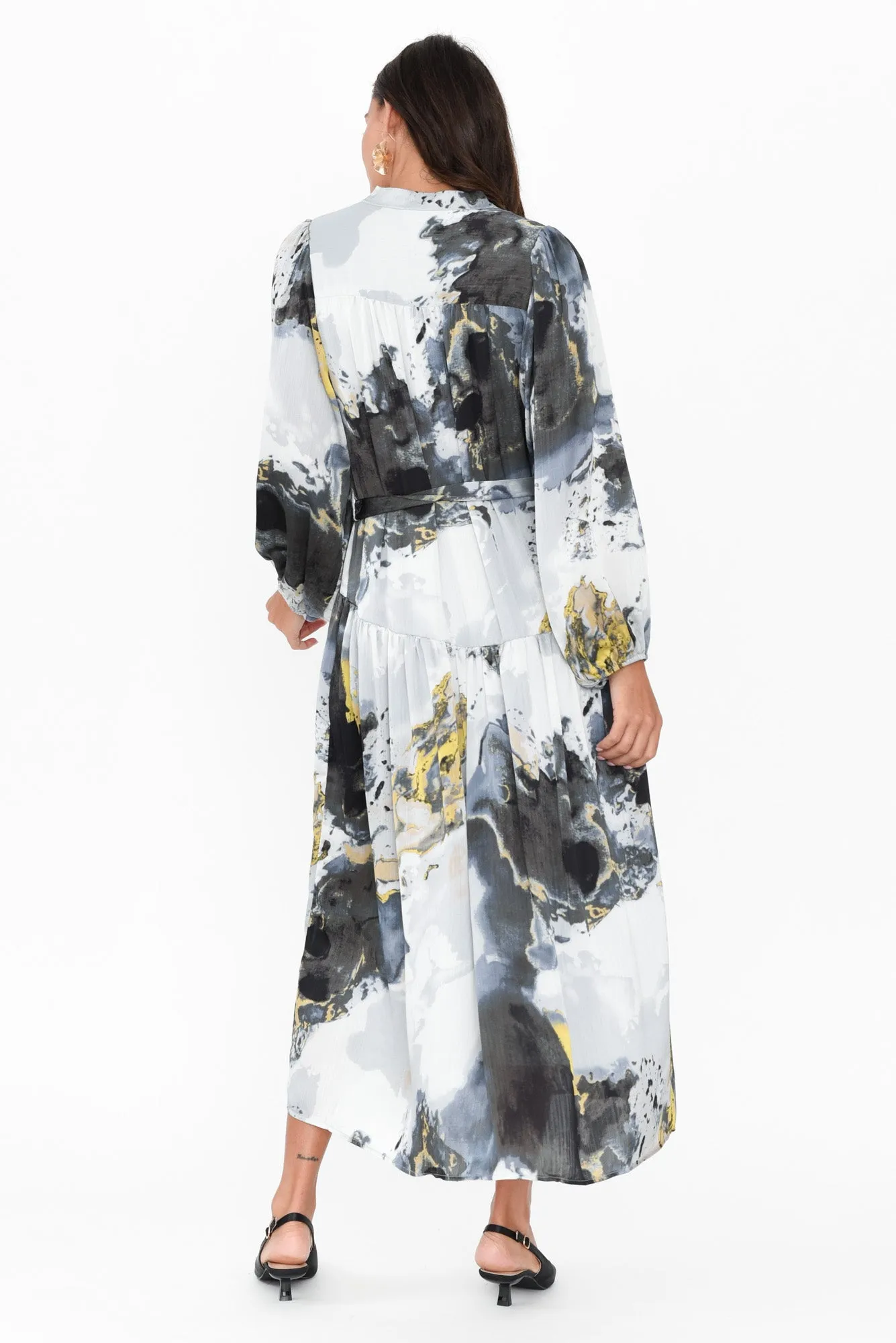 Transfixed Black Marble Midi Shirt Dress sold by Blue Bungalow product image thumbnail 5