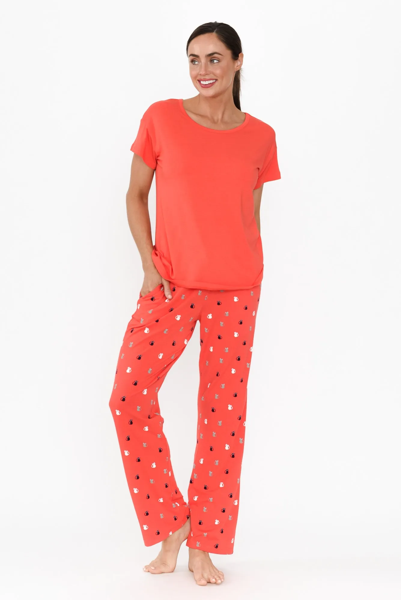 Baku Coral Bamboo Sleep Tee sold by Blue Bungalow product image thumbnail 3