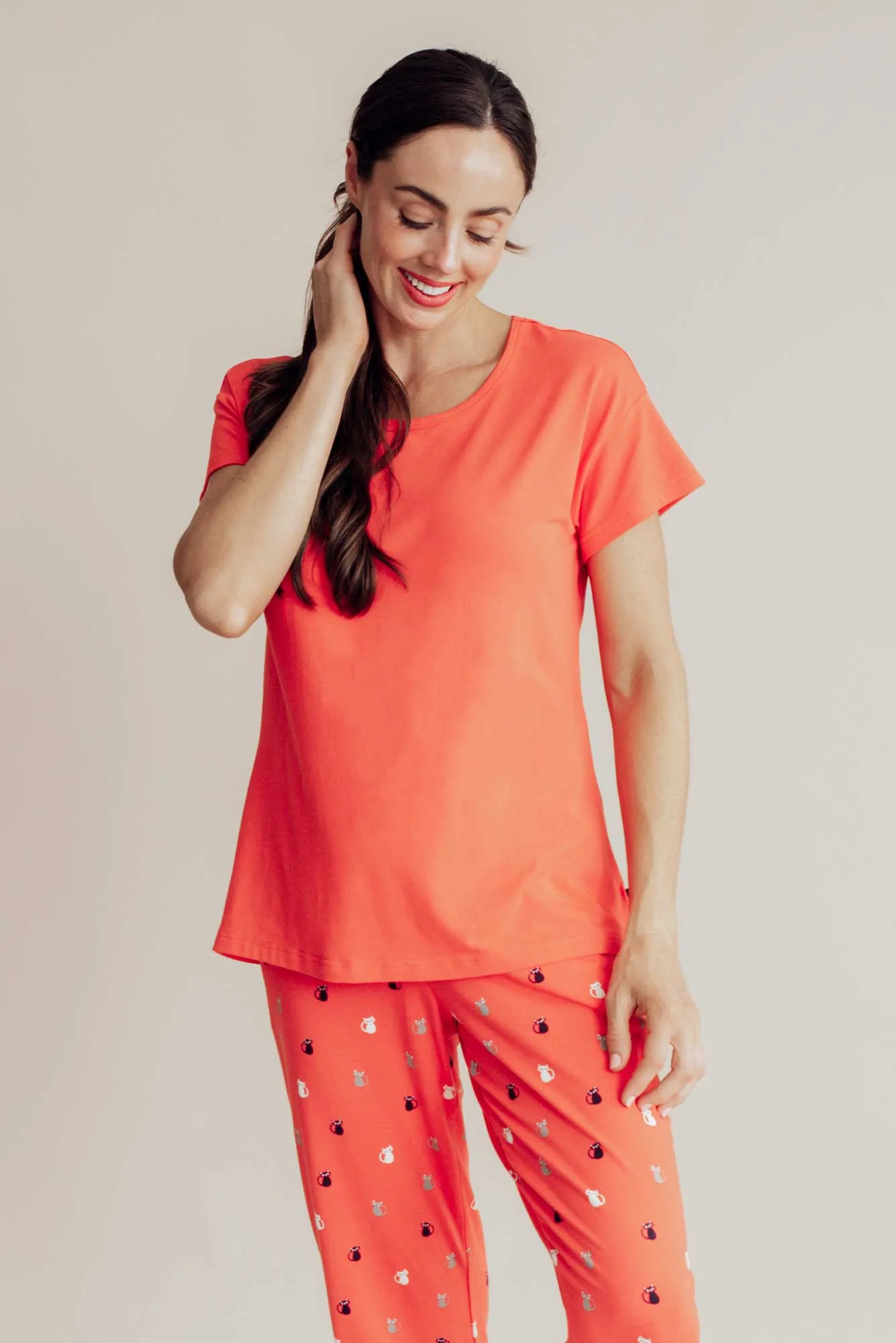 Baku Coral Bamboo Sleep Tee sold by Blue Bungalow