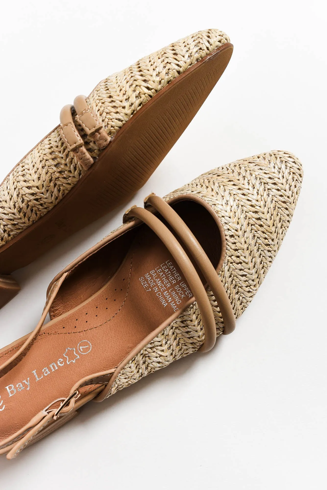 Abby Natural Raffia Leather Slingback Mule sold by Blue Bungalow product image thumbnail 3