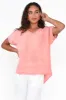 Elaria Peach Linen Blend Tee sold by Blue Bungalow