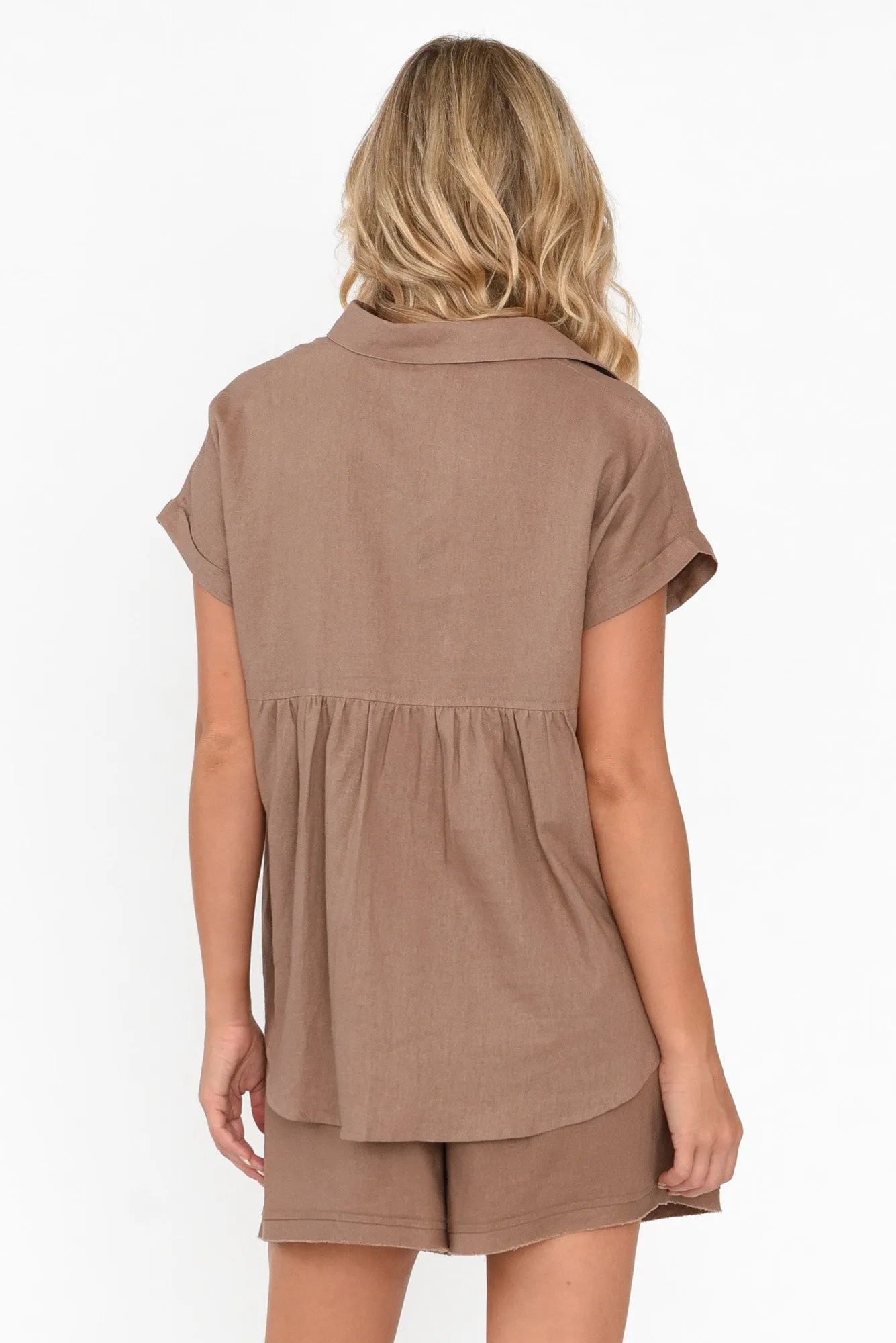 Melody Chocolate Linen Blend Shirt sold by Blue Bungalow product image thumbnail 5