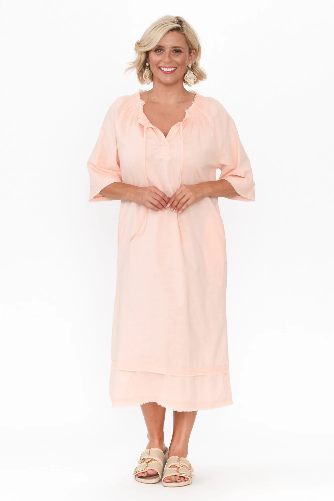 Ayesha Blush Linen Cotton Dress sold by Blue Bungalow product image thumbnail 5