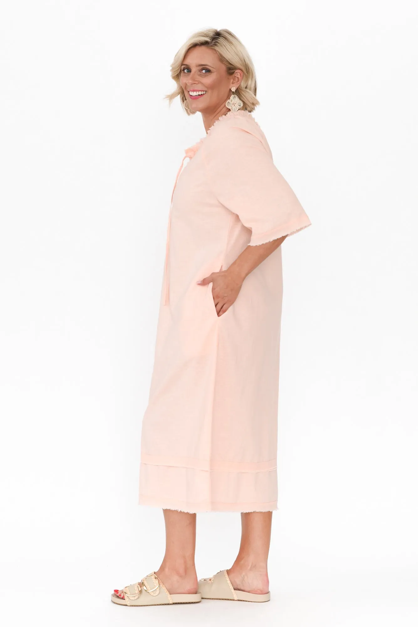 Ayesha Blush Linen Cotton Dress sold by Blue Bungalow product image thumbnail 3