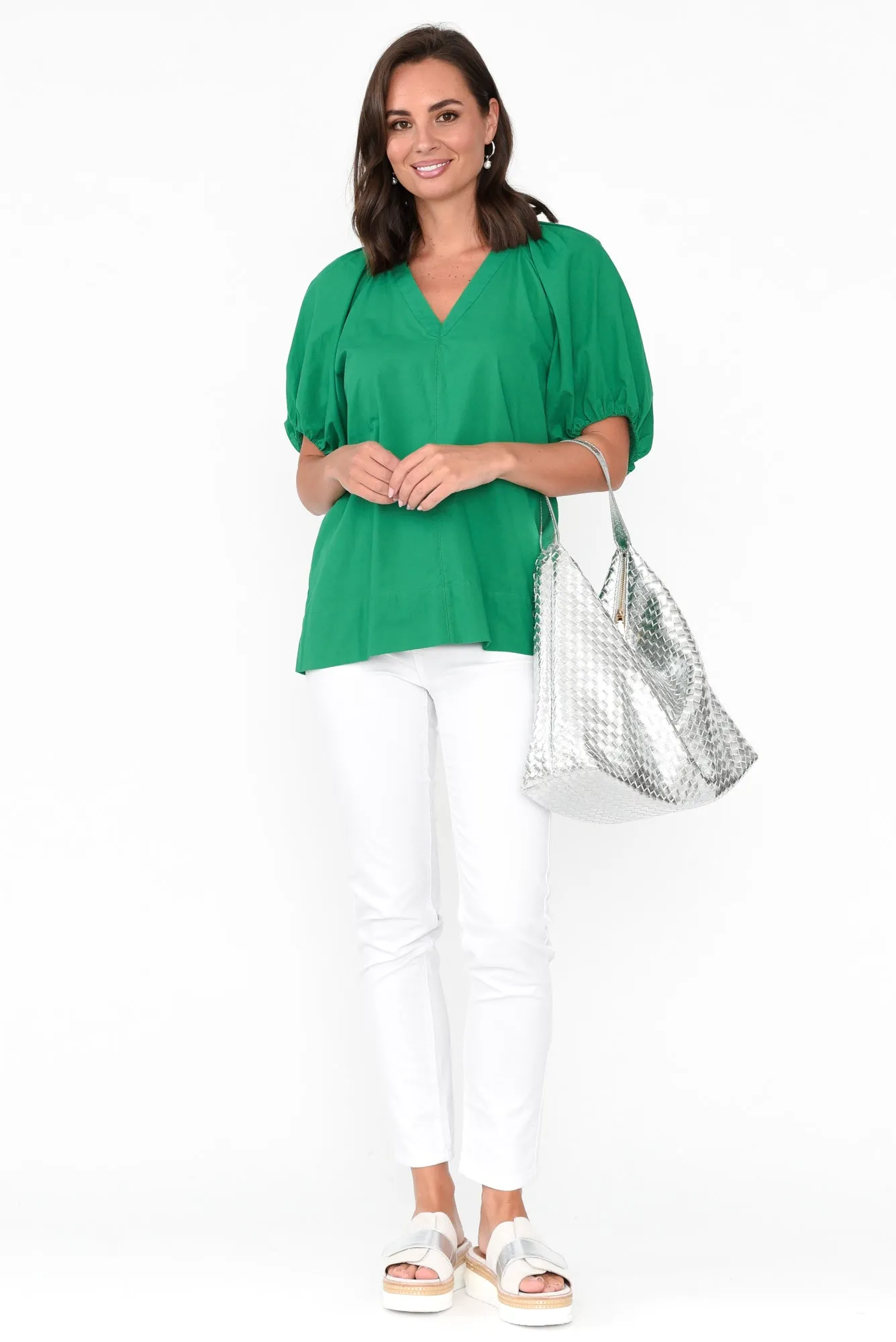 Juliet Green Cotton Blouse Top sold by Blue Bungalow product image thumbnail 2