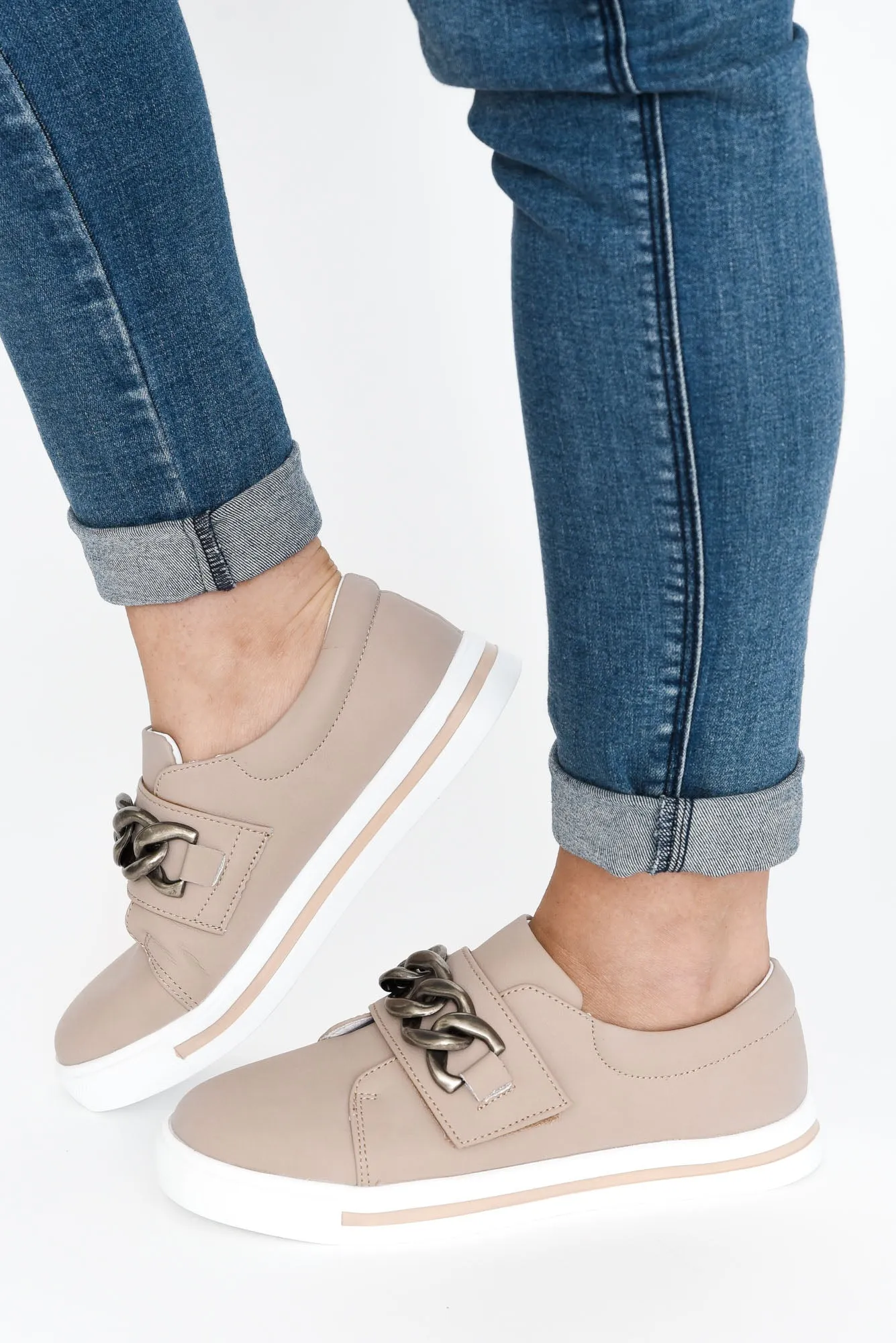 Koolah Nude Leather Chain Sneaker sold by Blue Bungalow