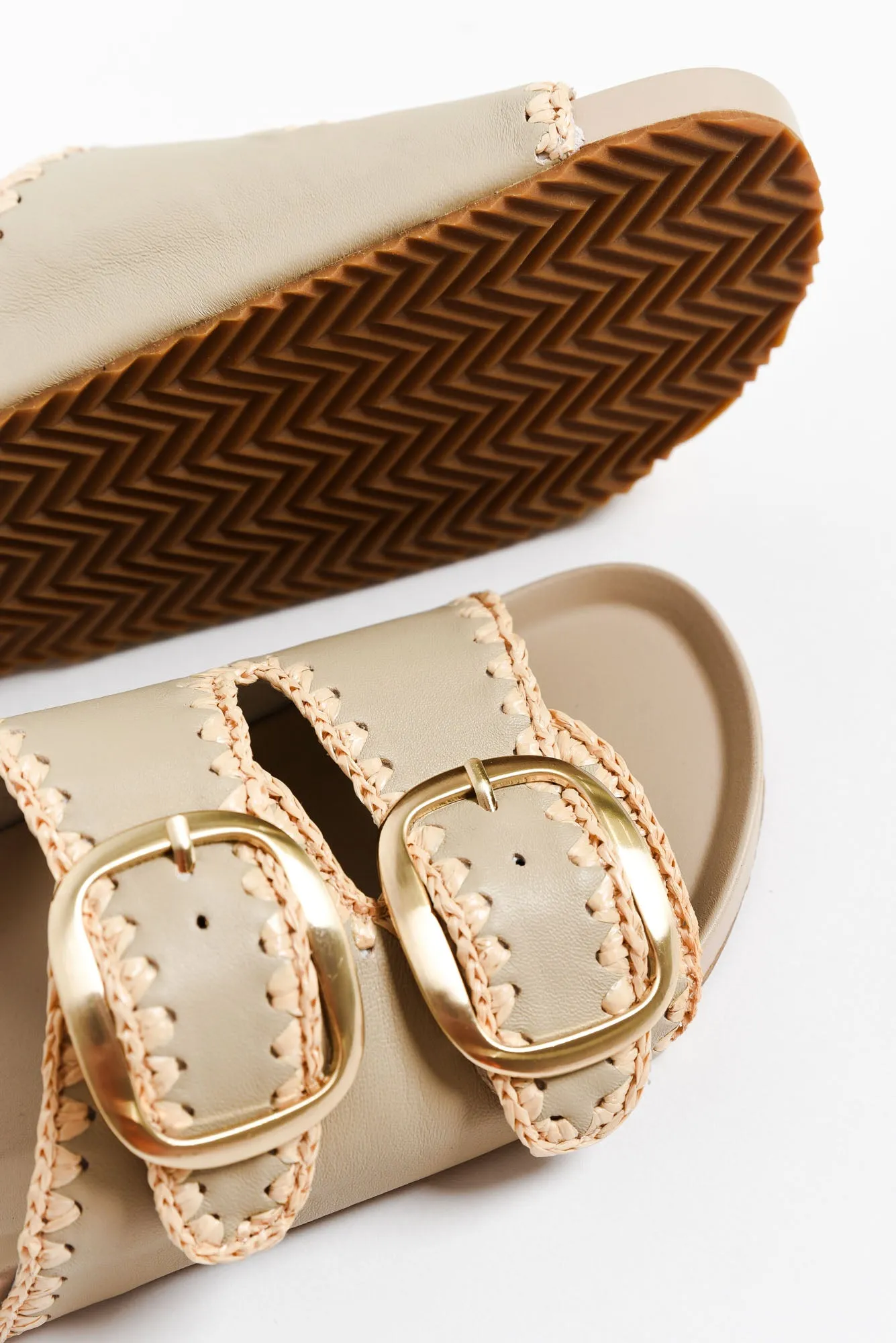 Poppy Beige Leather Buckle Slide sold by Blue Bungalow product image thumbnail 2