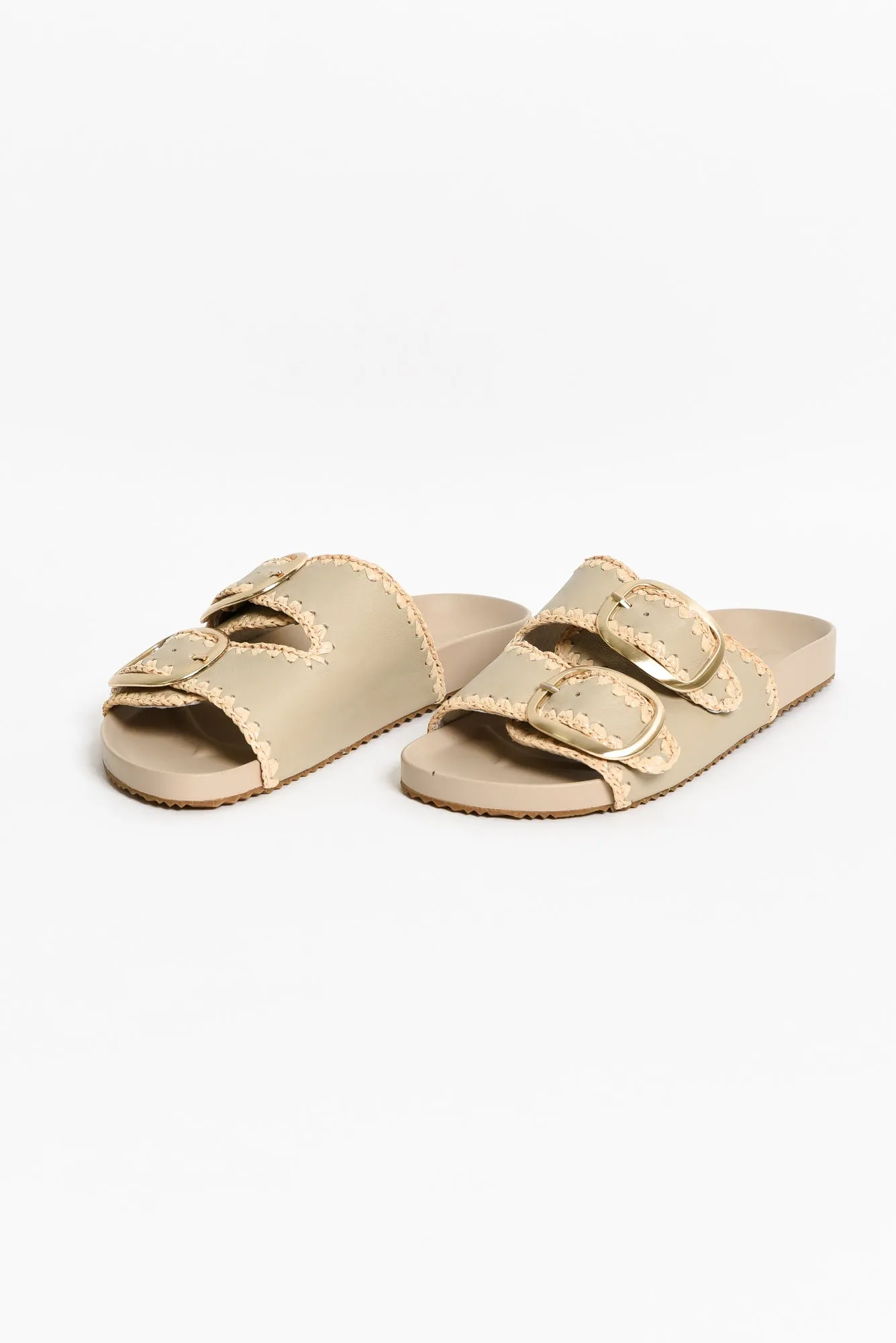 Poppy Beige Leather Buckle Slide sold by Blue Bungalow product image thumbnail 3