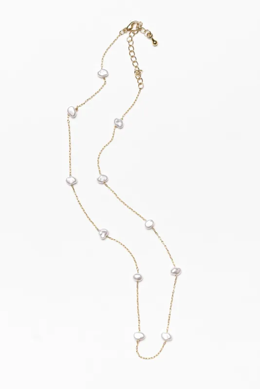 Eleanor Gold Pearl Chain Necklace sold by Blue Bungalow