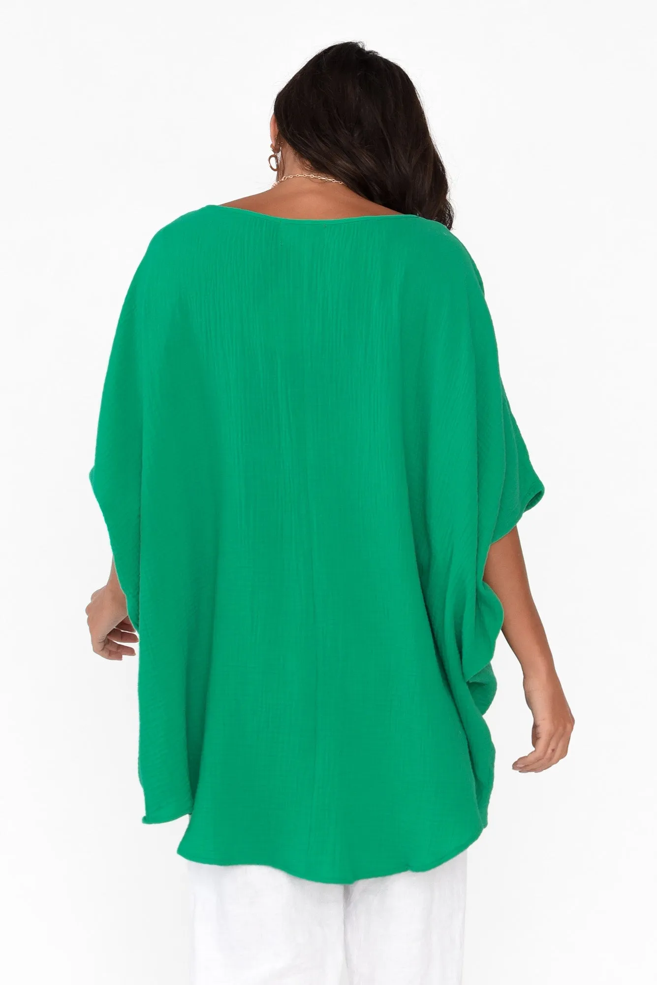 Maida Emerald Cotton V Neck Top sold by Blue Bungalow product image thumbnail 5