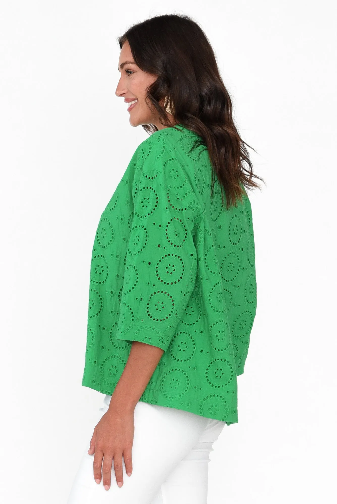 Carisia Emerald Cotton Broderie Top sold by Blue Bungalow product image thumbnail 3