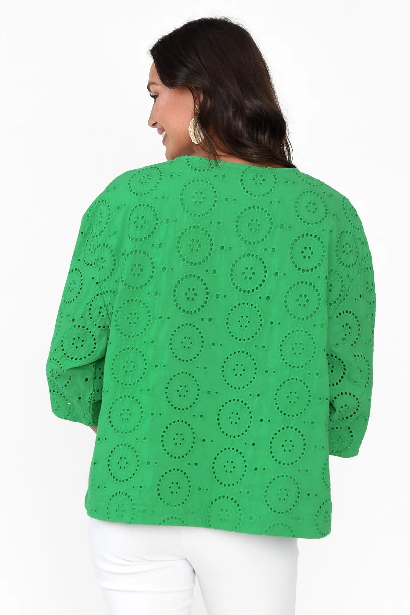 Carisia Emerald Cotton Broderie Top sold by Blue Bungalow product image thumbnail 4