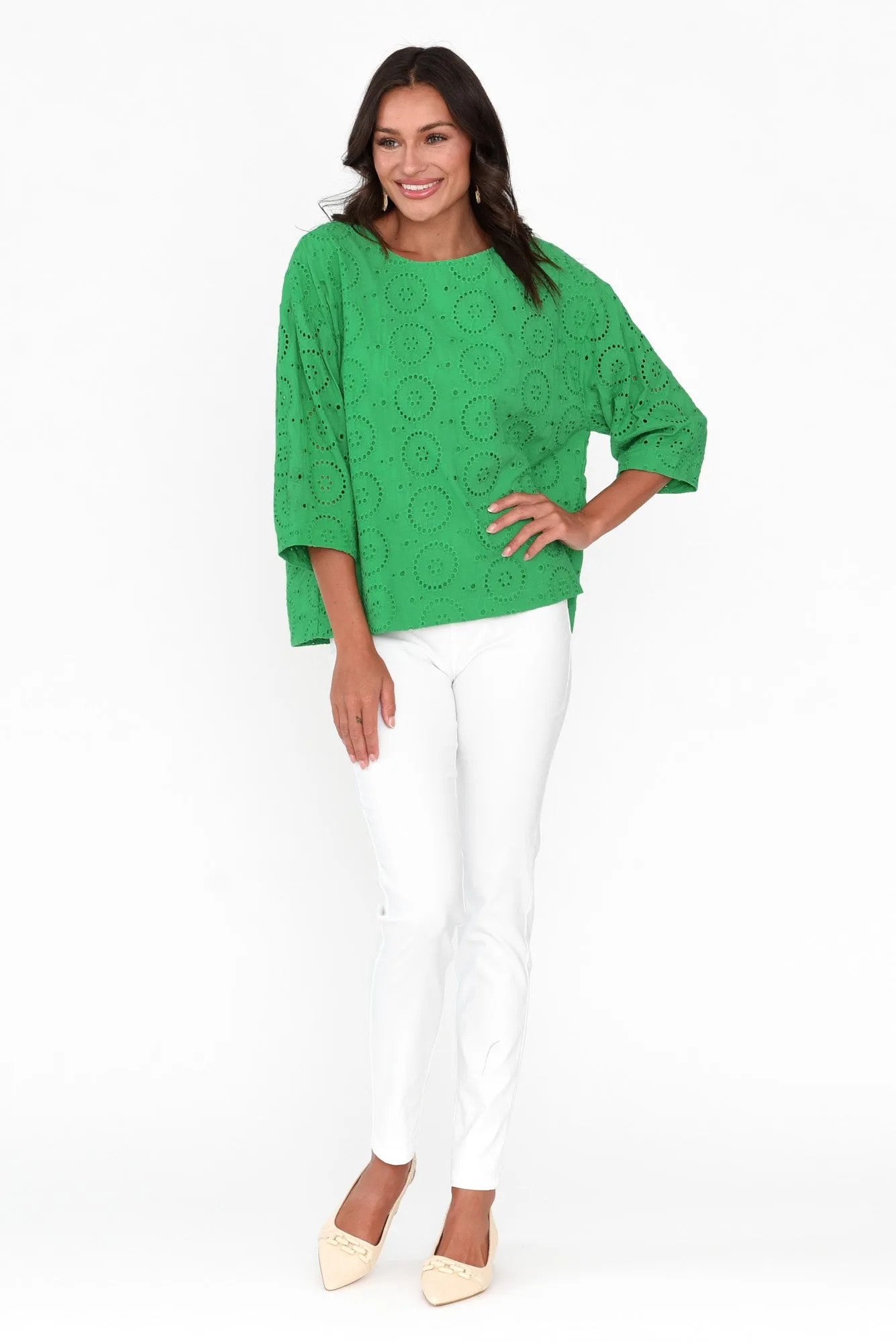 Carisia Emerald Cotton Broderie Top sold by Blue Bungalow product image thumbnail 2