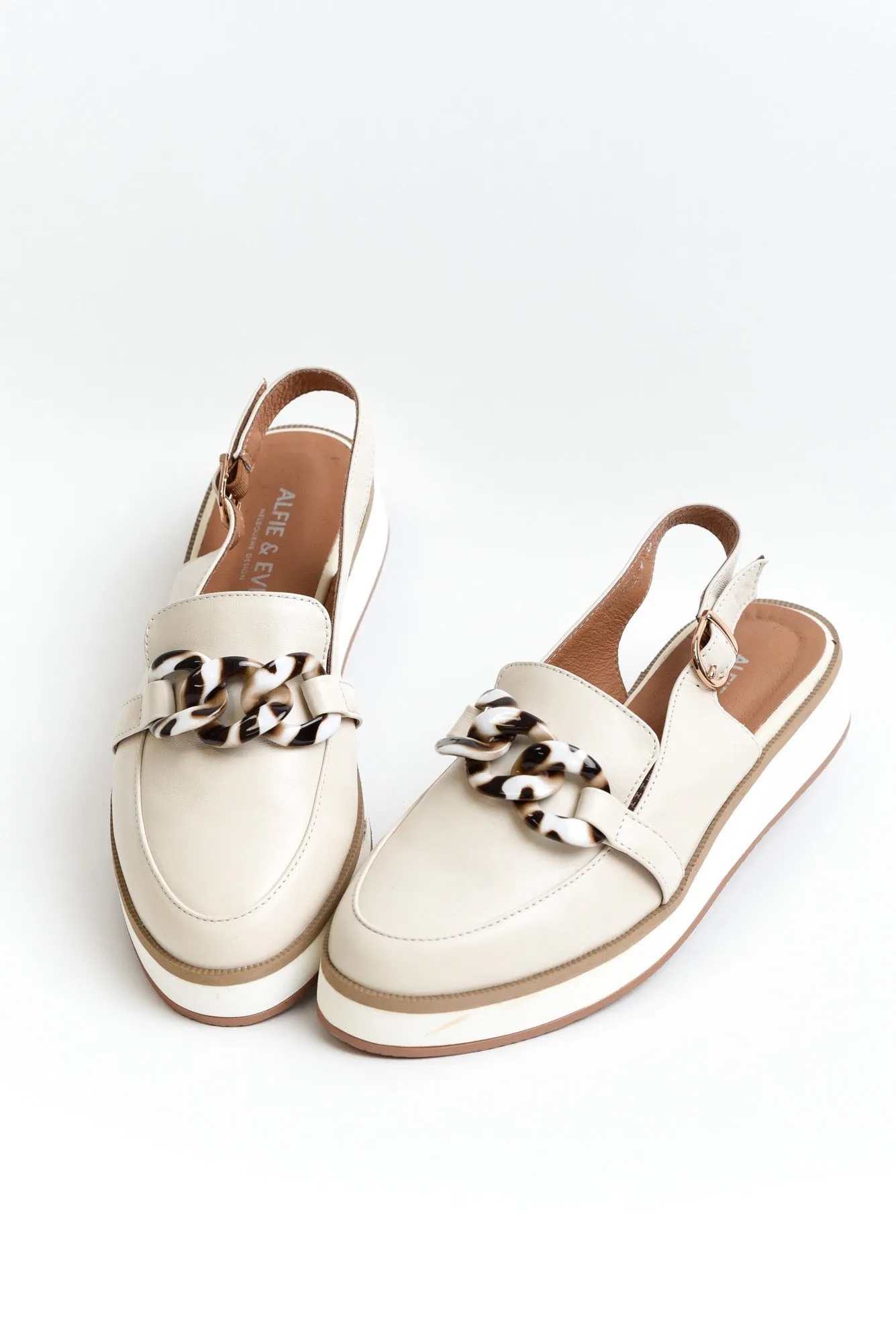 Quivers Cream Leather Slingback Loafer sold by Blue Bungalow