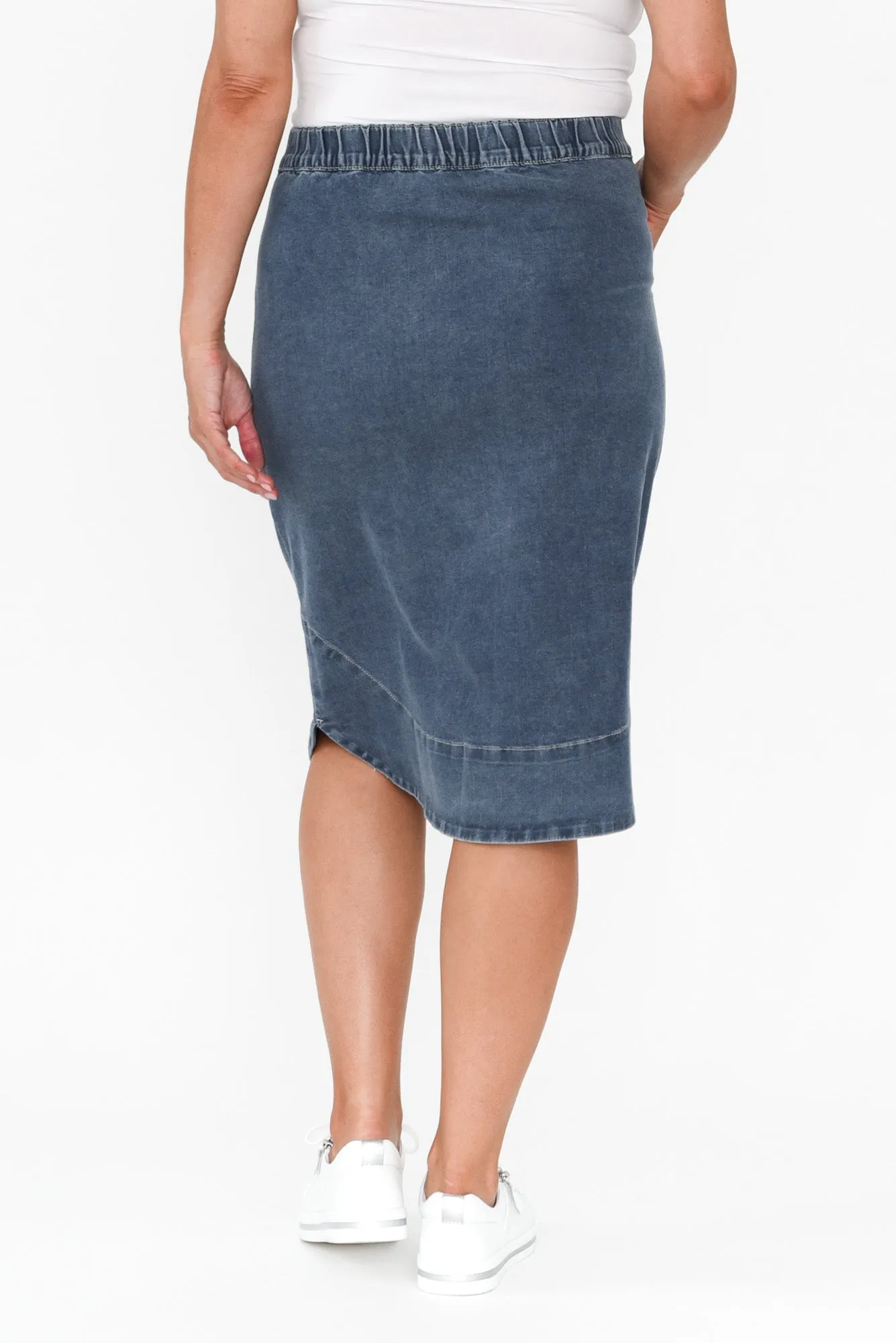 Laitte Dark Blue Denim Button Skirt sold by Blue Bungalow product image thumbnail 4