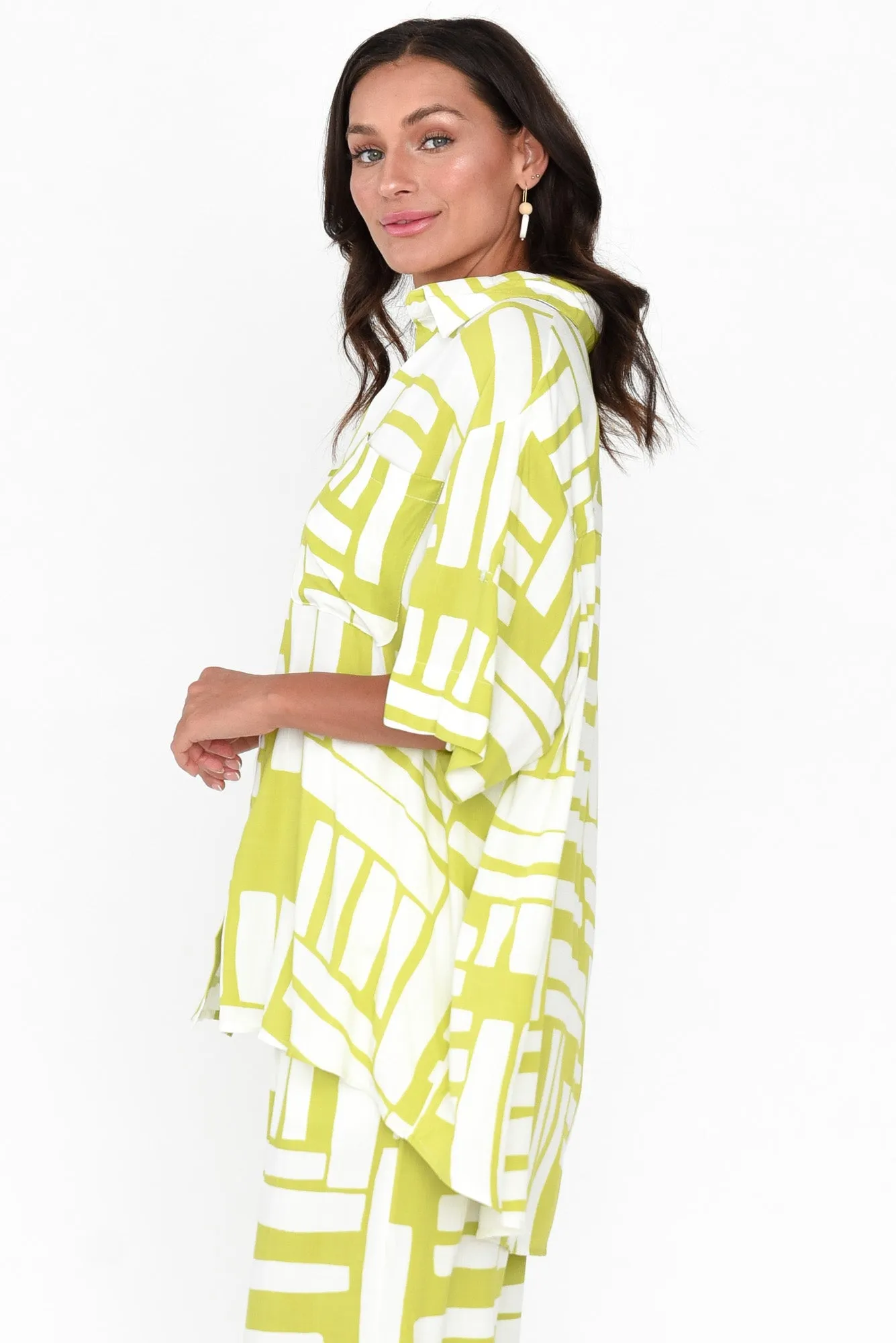 Savory Green Abstract Pocket Shirt sold by Blue Bungalow product image thumbnail 3