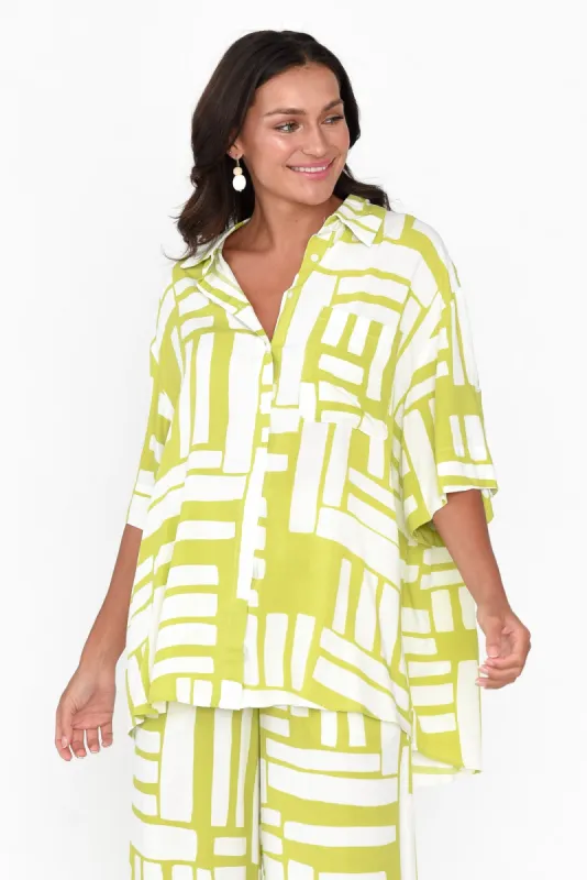 Savory Green Abstract Pocket Shirt sold by Blue Bungalow