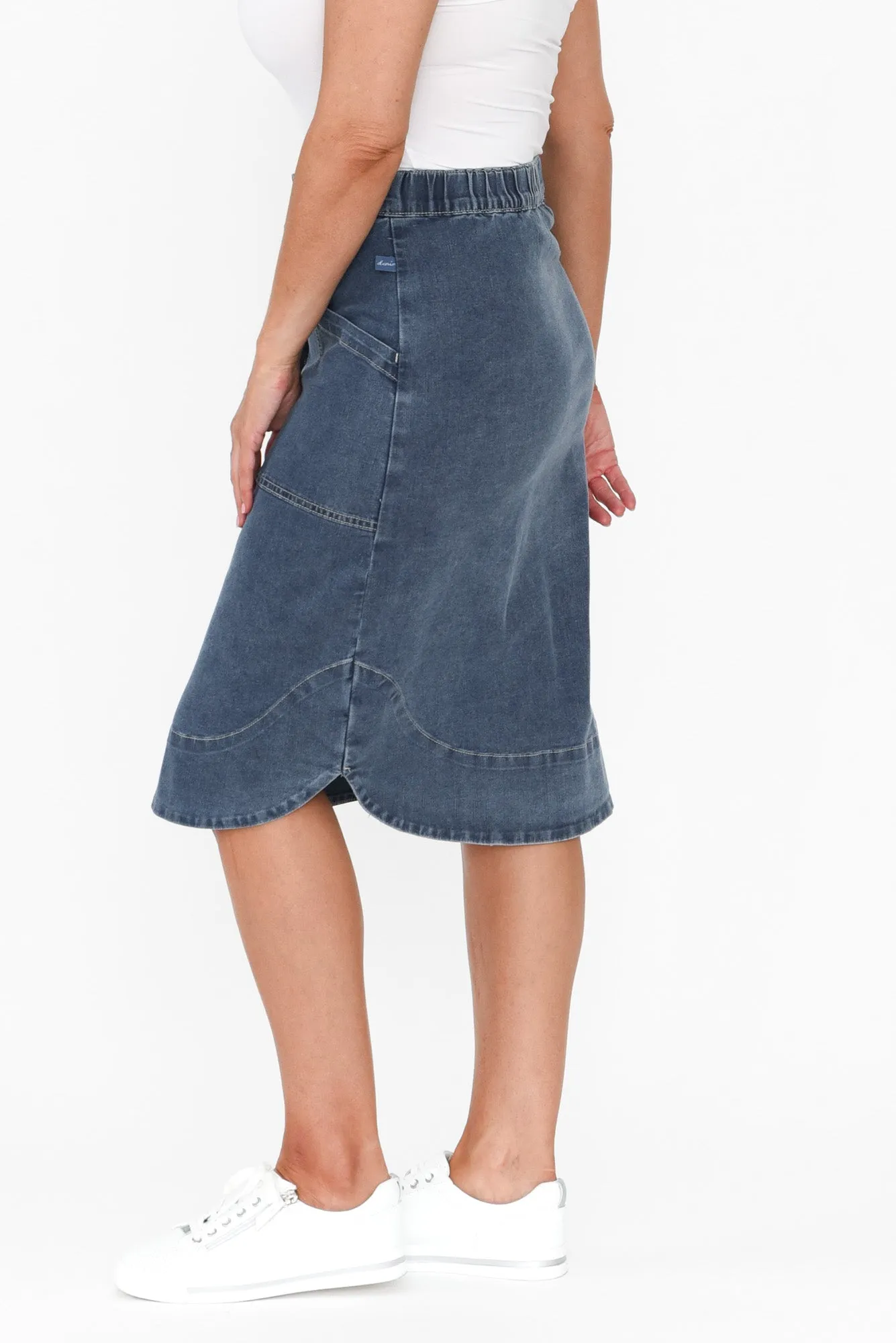 Laitte Dark Blue Denim Button Skirt sold by Blue Bungalow product image thumbnail 3