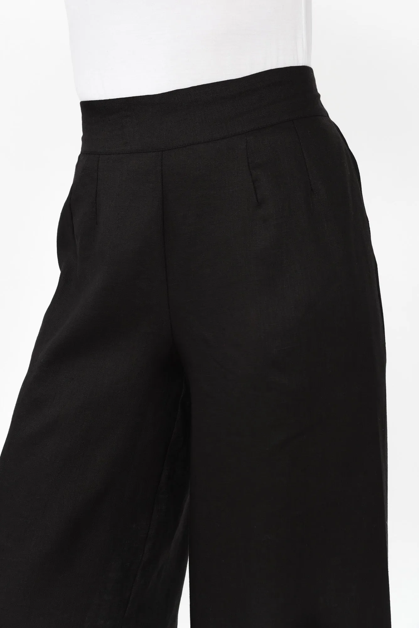 Elgon Black Linen Wide Leg Pants sold by Blue Bungalow product image thumbnail 3