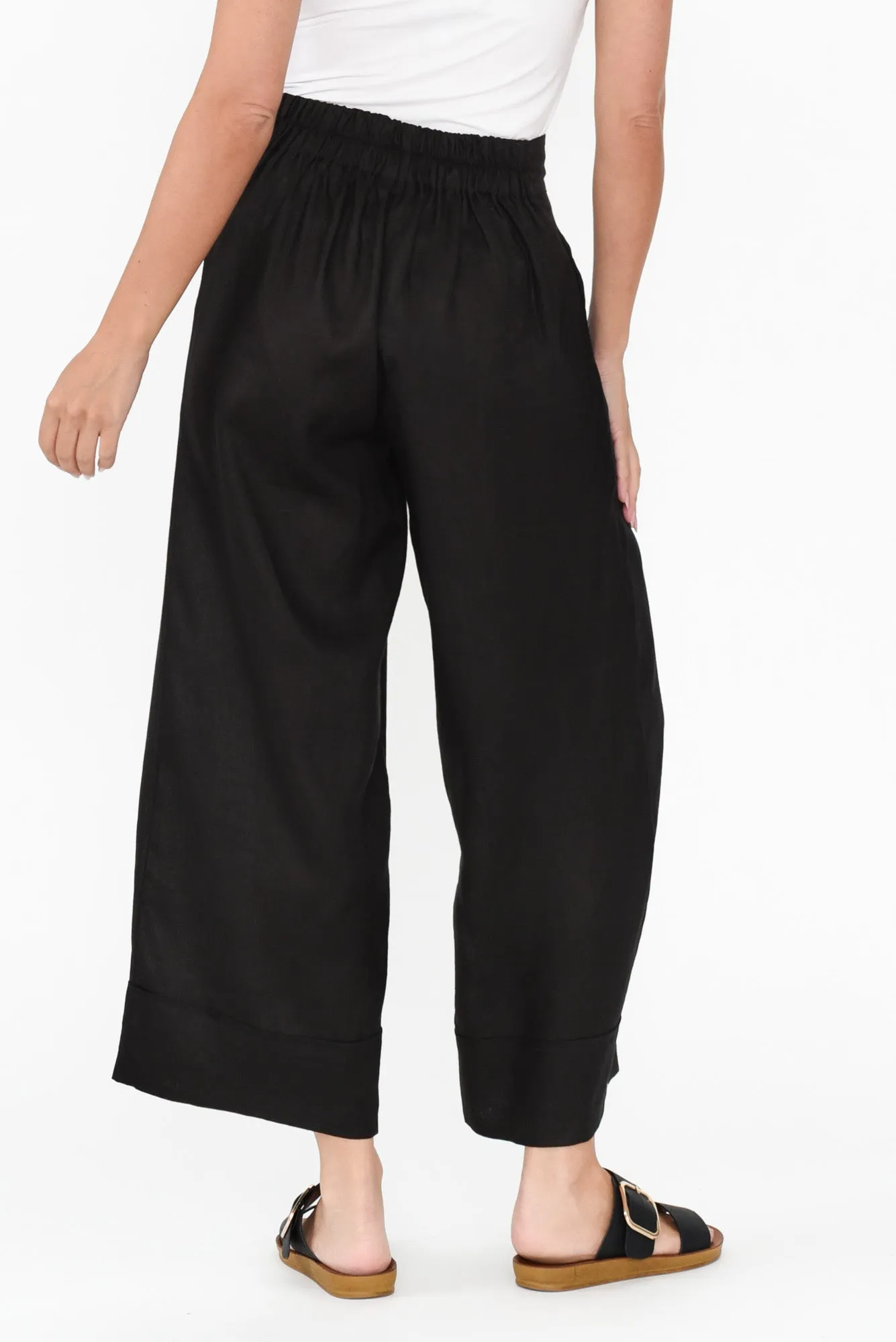 Elgon Black Linen Wide Leg Pants sold by Blue Bungalow product image thumbnail 5