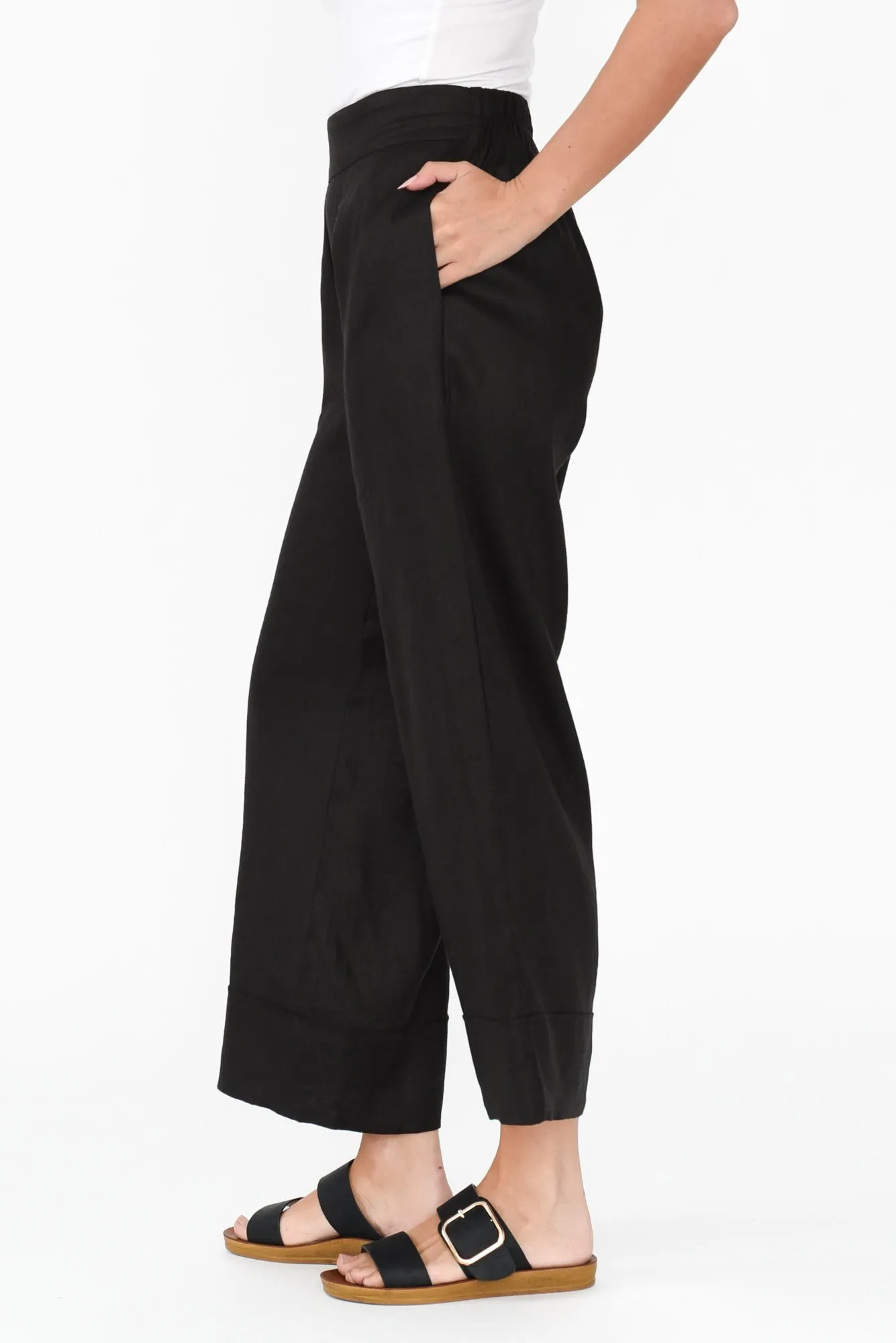 Elgon Black Linen Wide Leg Pants sold by Blue Bungalow product image thumbnail 4