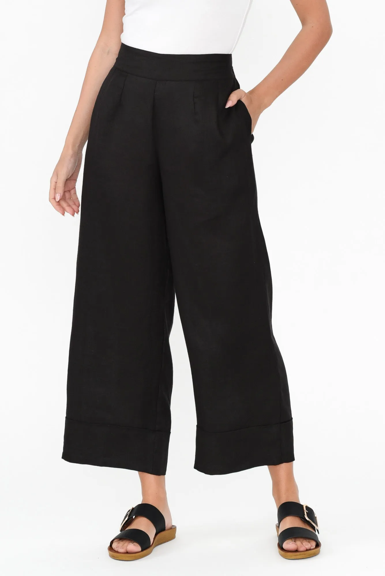 Elgon Black Linen Wide Leg Pants sold by Blue Bungalow