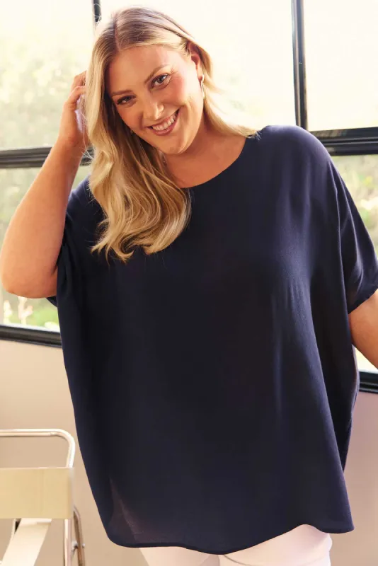 Mali Navy Drape Top sold by Blue Bungalow