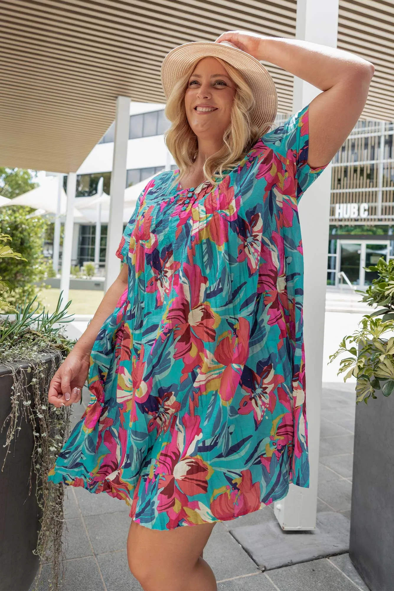 Sabina Blue Bloom Crinkle Cotton Dress sold by Blue Bungalow product image thumbnail 2