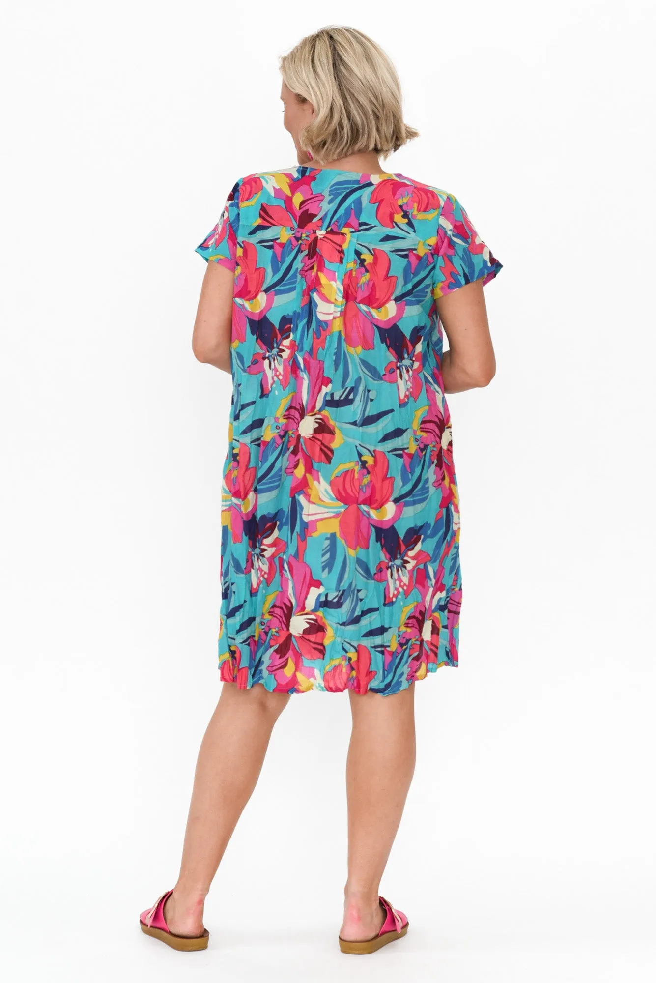 Sabina Blue Bloom Crinkle Cotton Dress sold by Blue Bungalow product image thumbnail 4