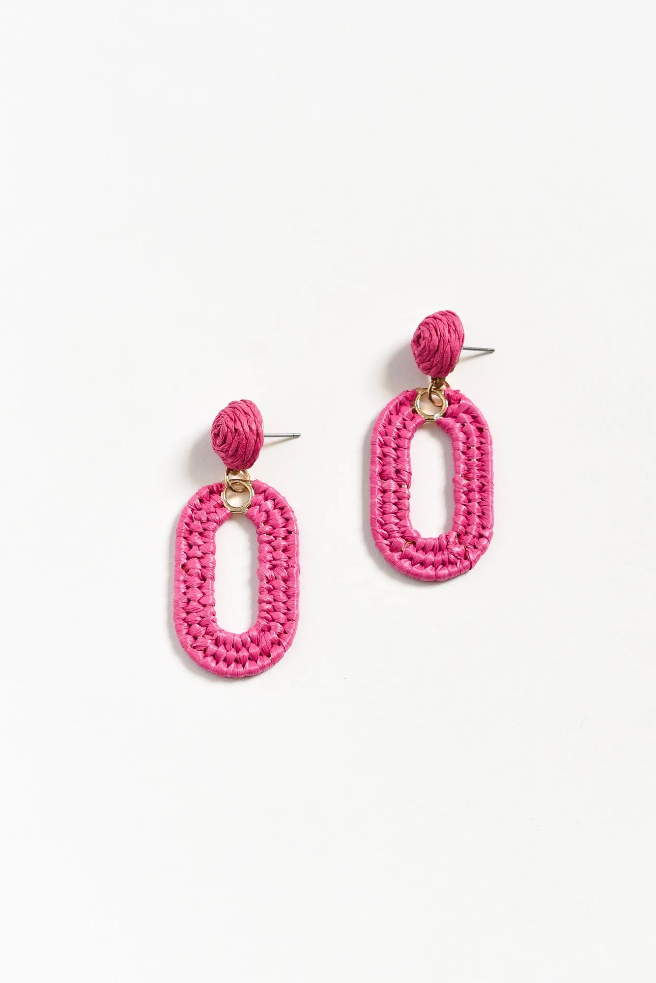 Tilby Pink Woven Oval Drop Earrings sold by Blue Bungalow product image thumbnail 2