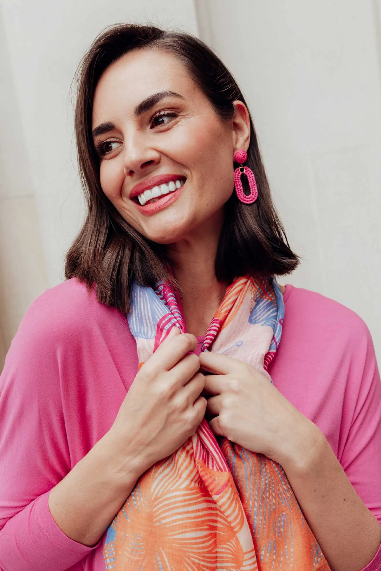 Tilby Pink Woven Oval Drop Earrings sold by Blue Bungalow