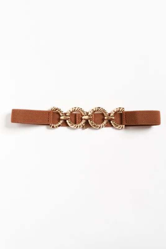 Mahoney Gold Circle Link Stretch Belt sold by Blue Bungalow