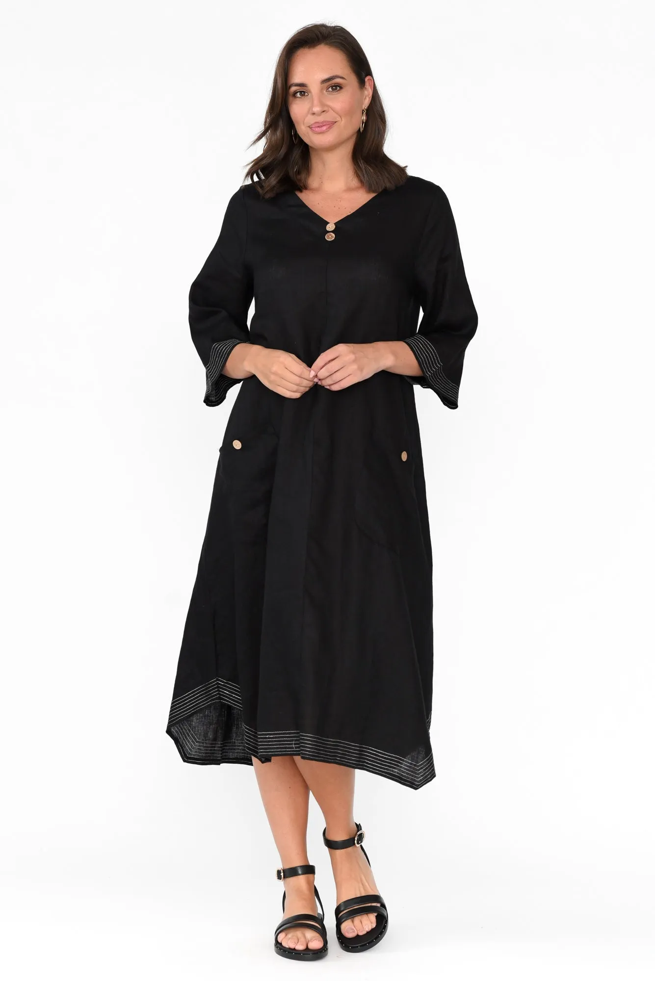 Lolita Black Linen Pocket Dress sold by Blue Bungalow product image thumbnail 3