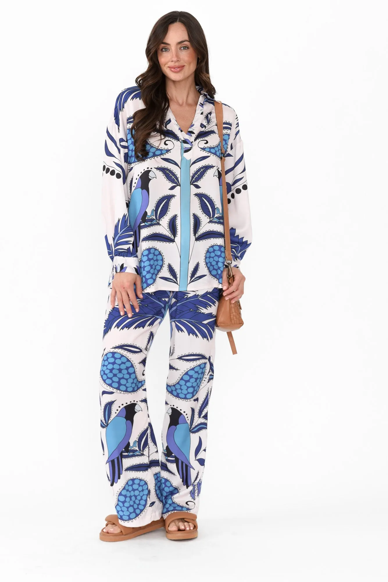 Sona Blue Tropical Wide Leg Pants sold by Blue Bungalow product image thumbnail 3