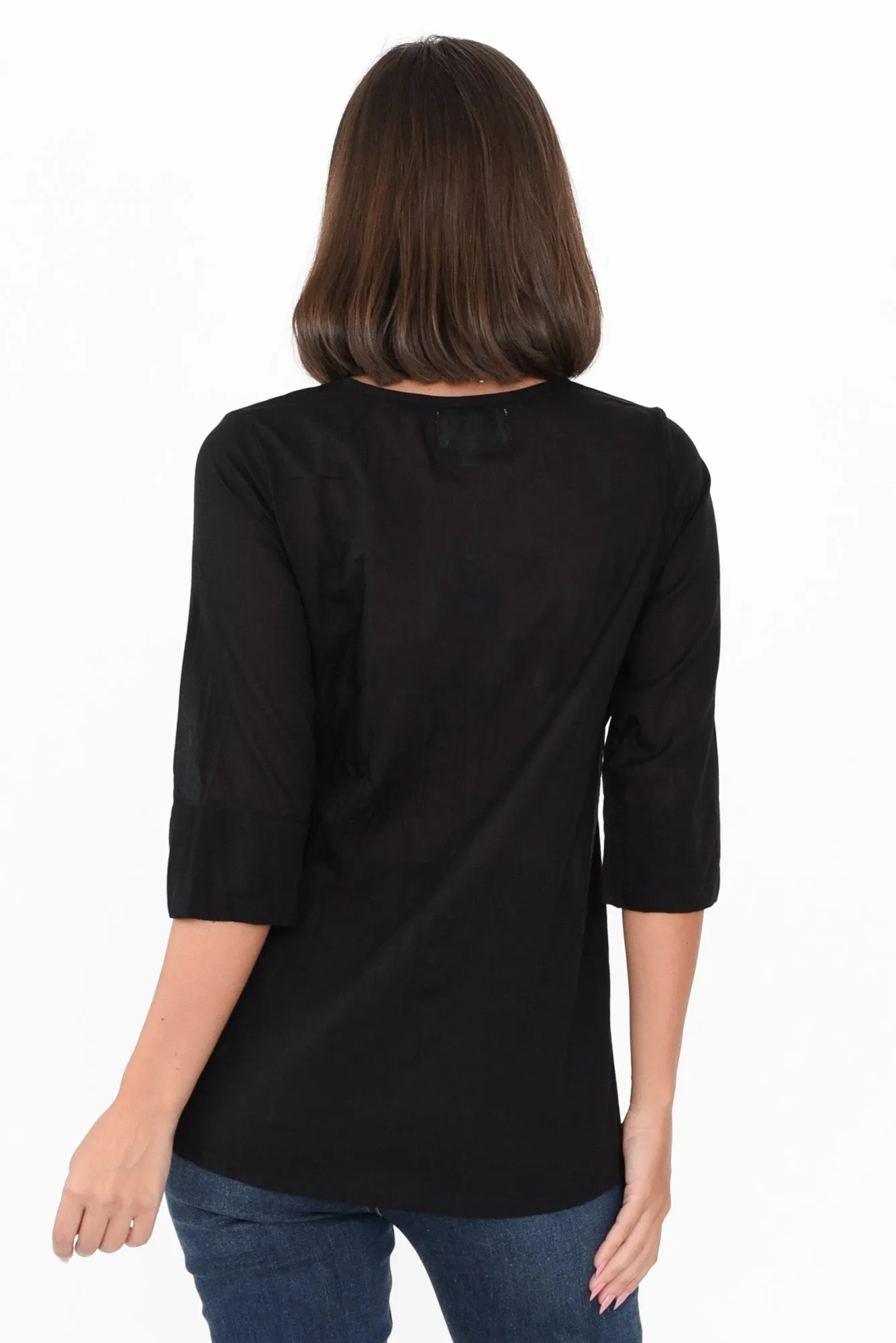 Fia Black Sleeved Crinkle Cotton Top sold by Blue Bungalow product image thumbnail 5
