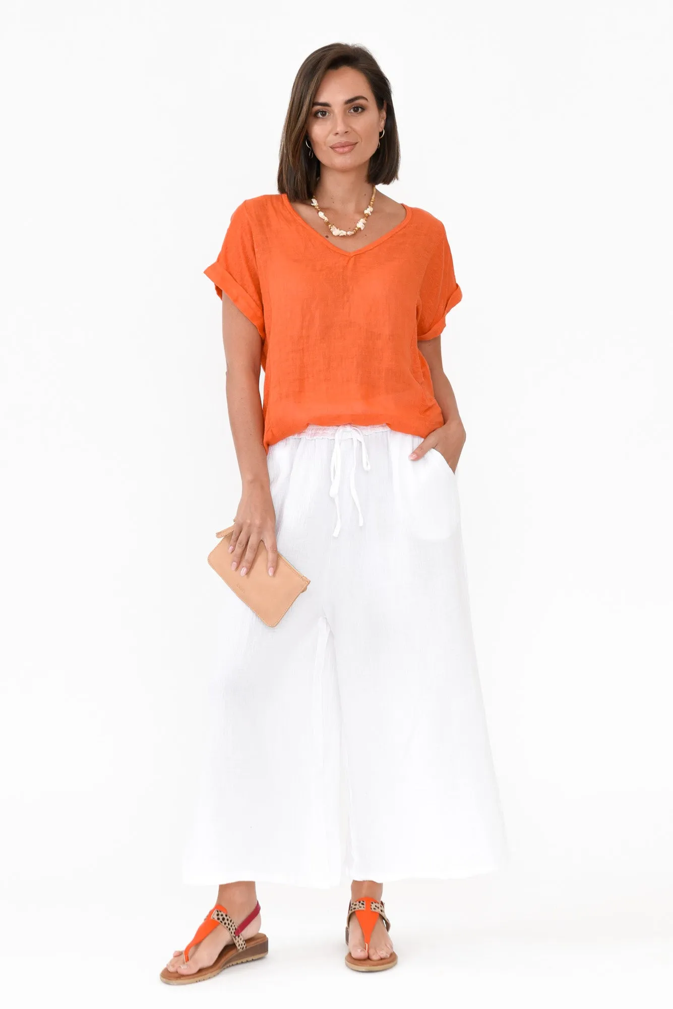 Effie Orange Linen Tee sold by Blue Bungalow product image thumbnail 2